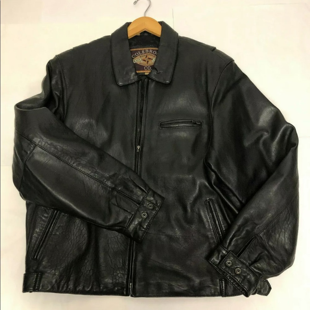 Colebrook Black Leather Bomber Jacket